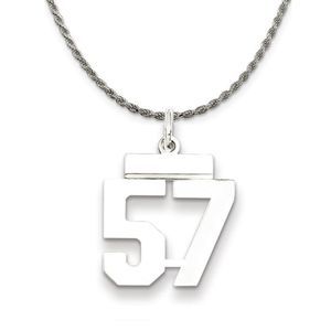Sterling Silver Athletic Lg Polished Number 57 Necklace - 26 Inch
